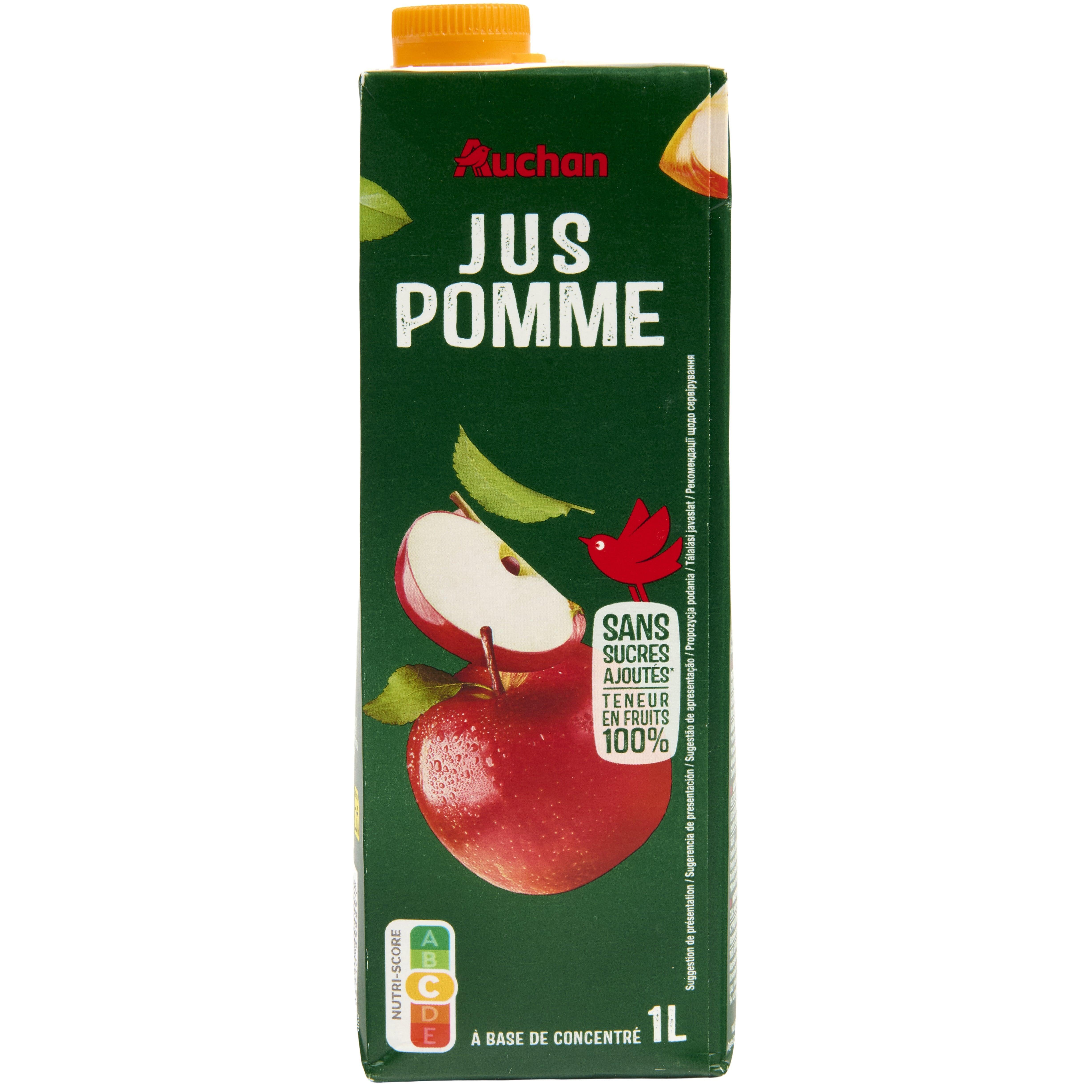 Voir la diapositive 2 : AUCHAN Jus de pomme à base de concentré sans sucres ajoutés 1l
