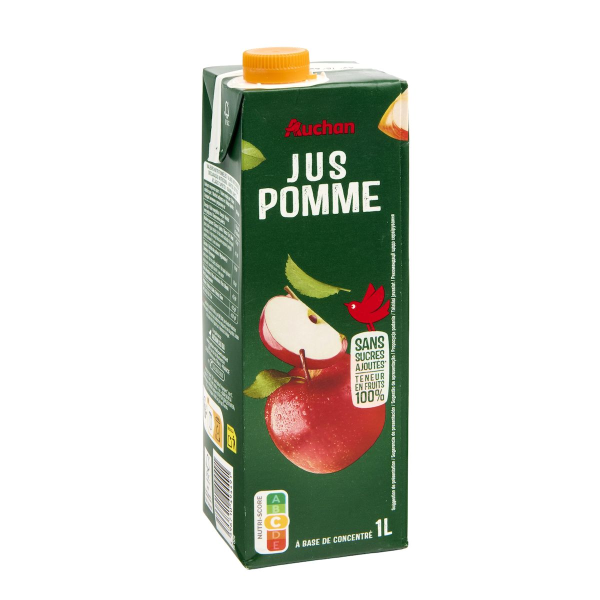 AUCHAN Jus de pomme à base de concentré sans sucres ajoutés 1l