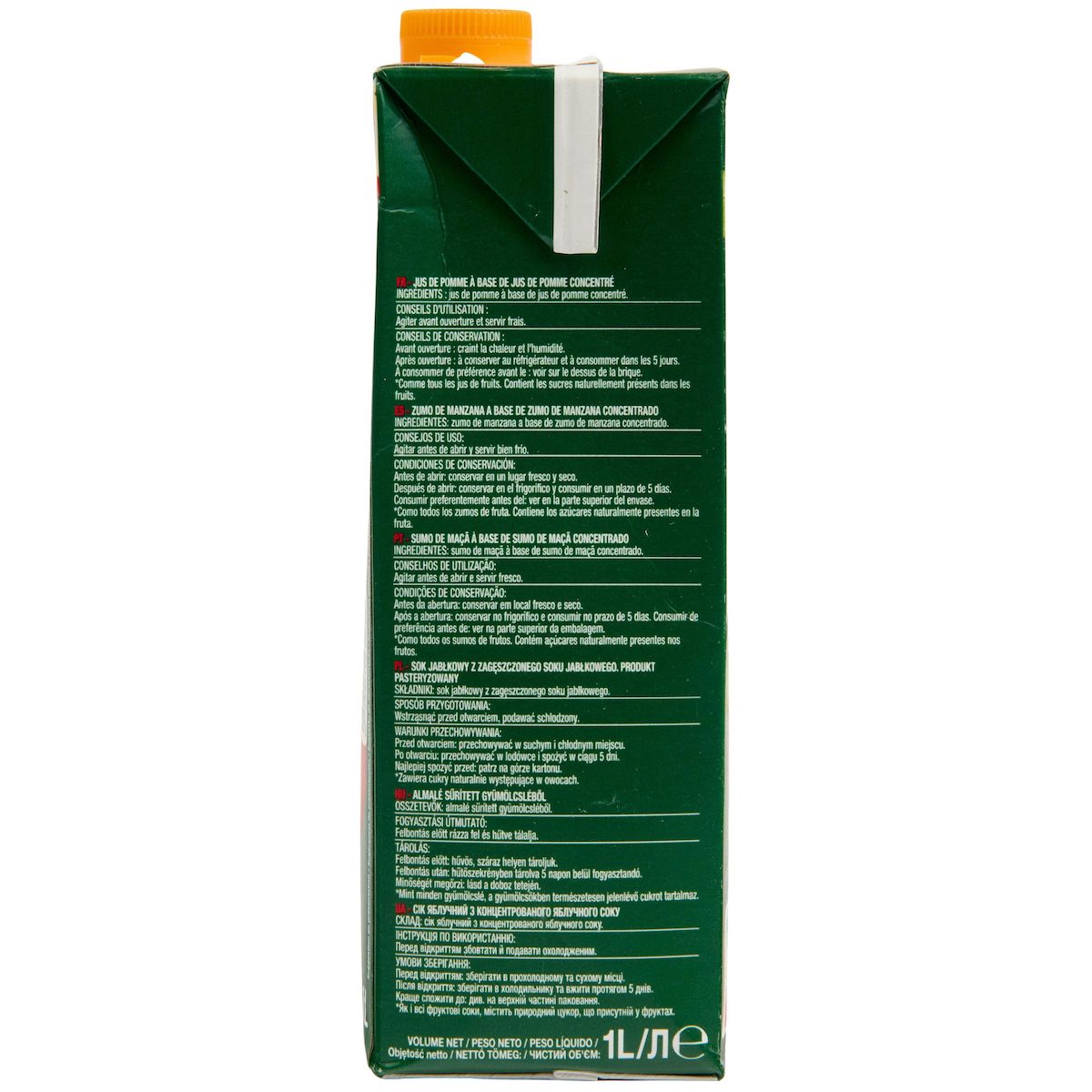 AUCHAN Jus de pomme à base de concentré sans sucres ajoutés 1l