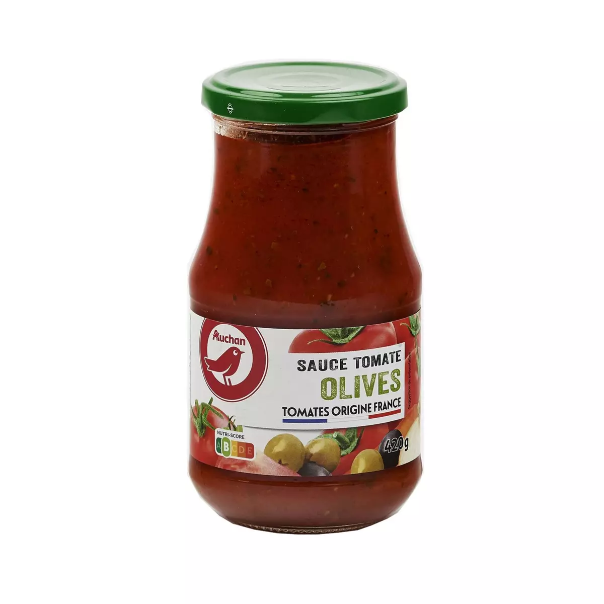 AUCHAN Sauce tomate aux olives en bocal 420g