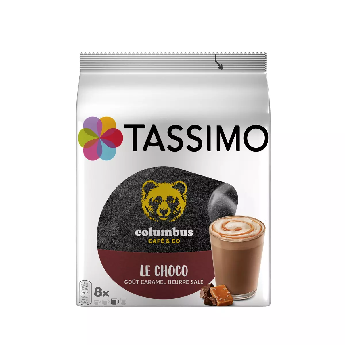 TASSIMO Dosettes de café Columbus Le Choco goût caramel beurre salé 8 dosettes 240g