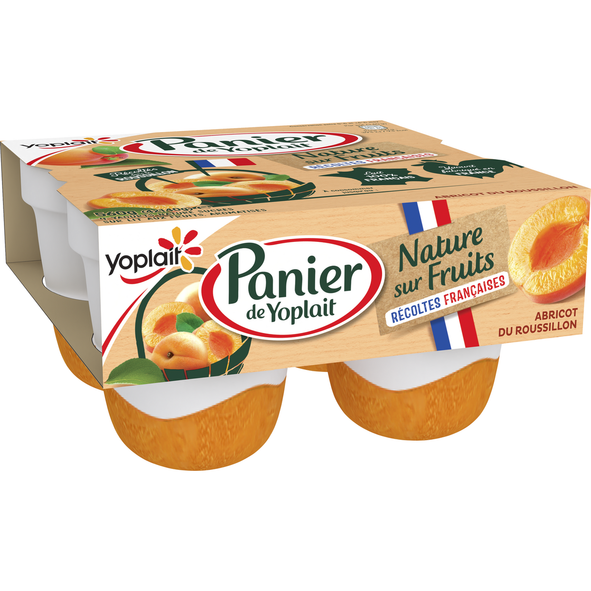 PANIER DE YOPLAIT Yaourt nature sur fruits d'abricot du Roussillon 4x140g