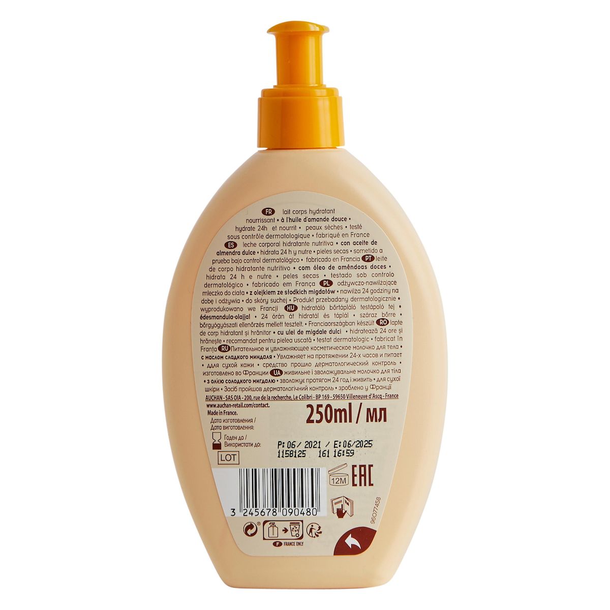 COSMIA Lait corps nourrissant à l'huile d'amande douce peaux sèches 250ml