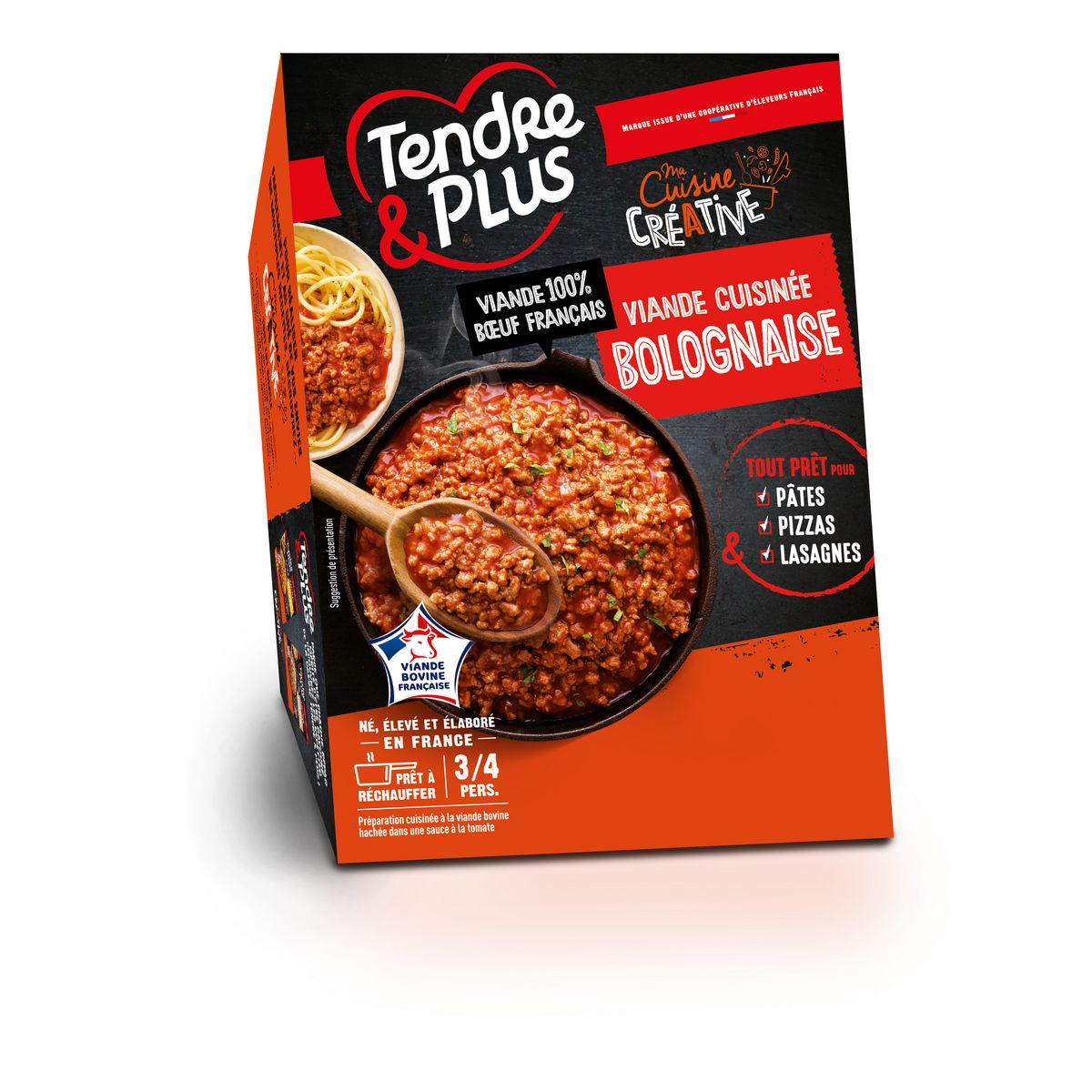 TENDRE & PLUS Viandes 100% bœuf cuisinée bolognaise 350g