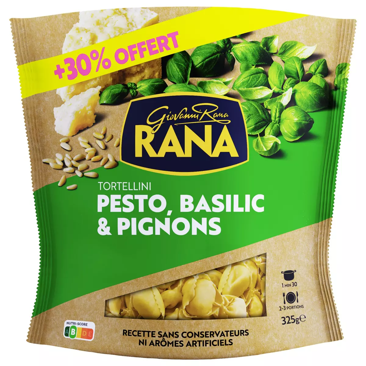 RANA Tortellini pesto basilic et pignons 2-3 portions 250g + 75g offerts