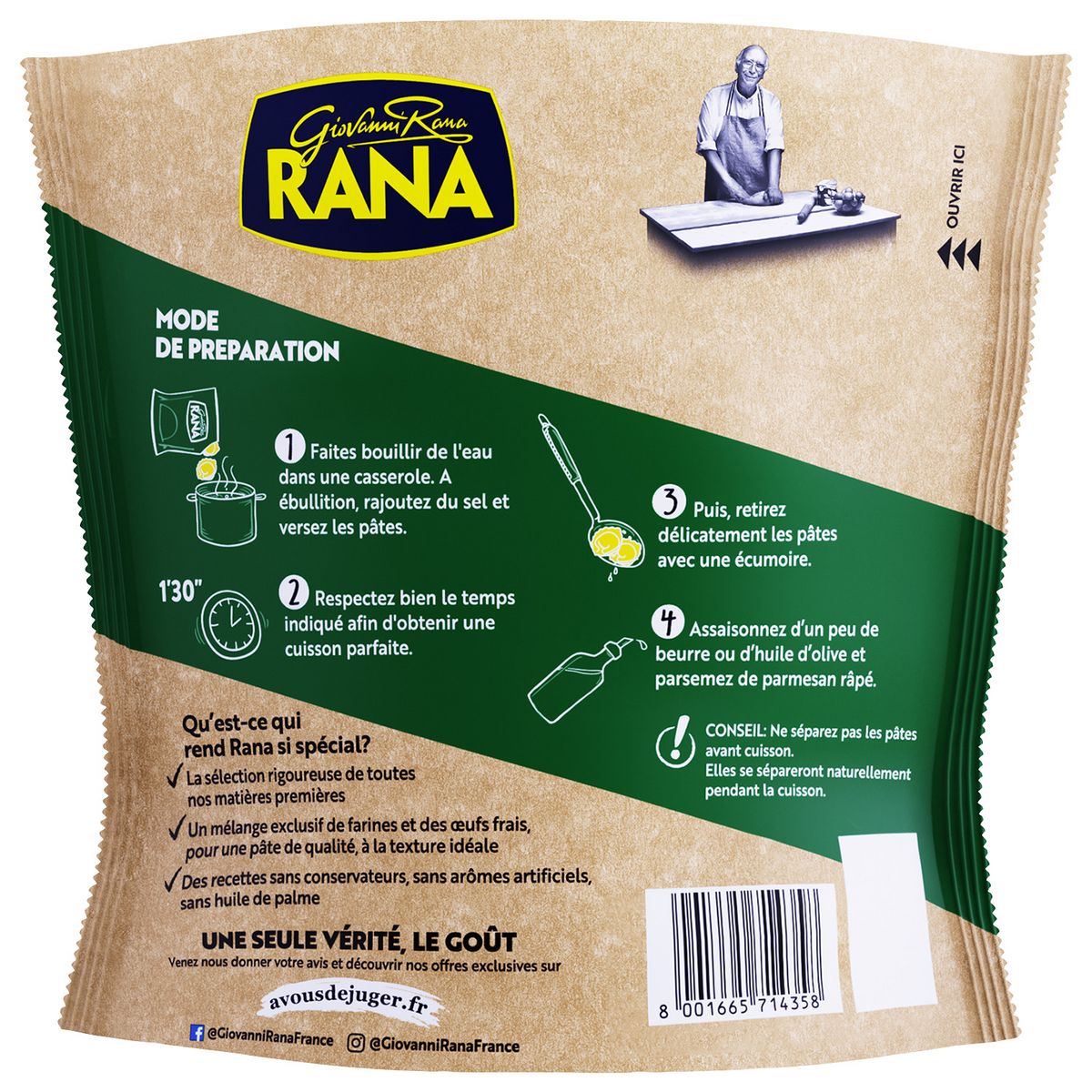 RANA Tortellini ricotta et épinards 2-3 portions 250g + 75g offerts