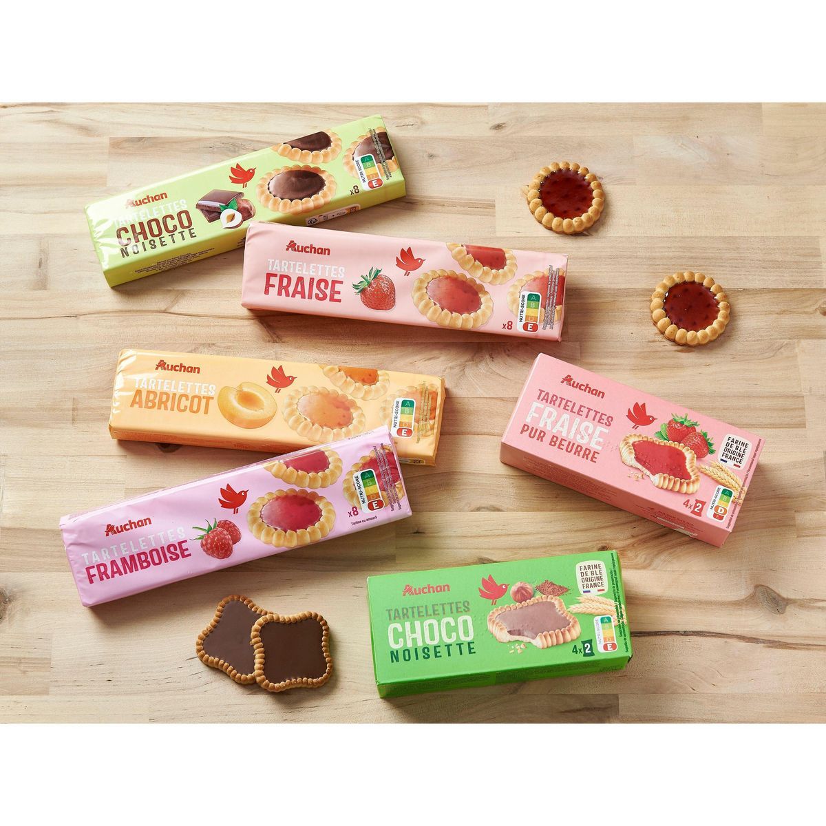 AUCHAN Tartelettes framboise 8 tartelettes 150g