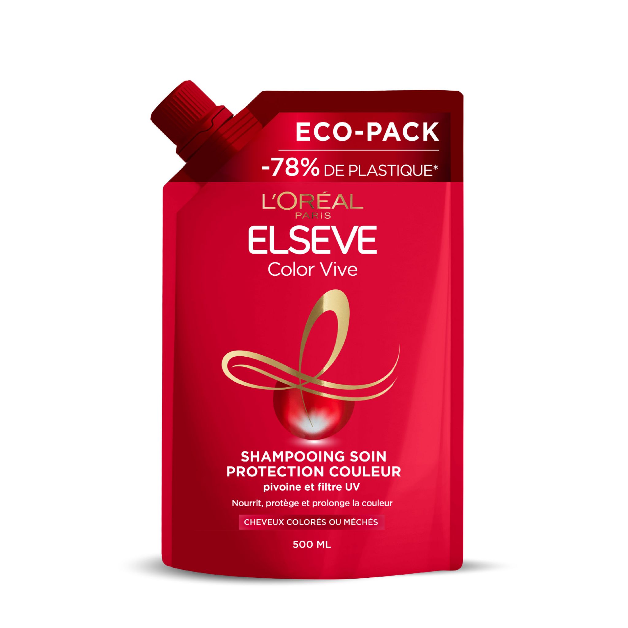 ELSEVE Recharge Color Vive shampooing soin protection couleur cheveux colorés ou méchés pivoine 500ml
