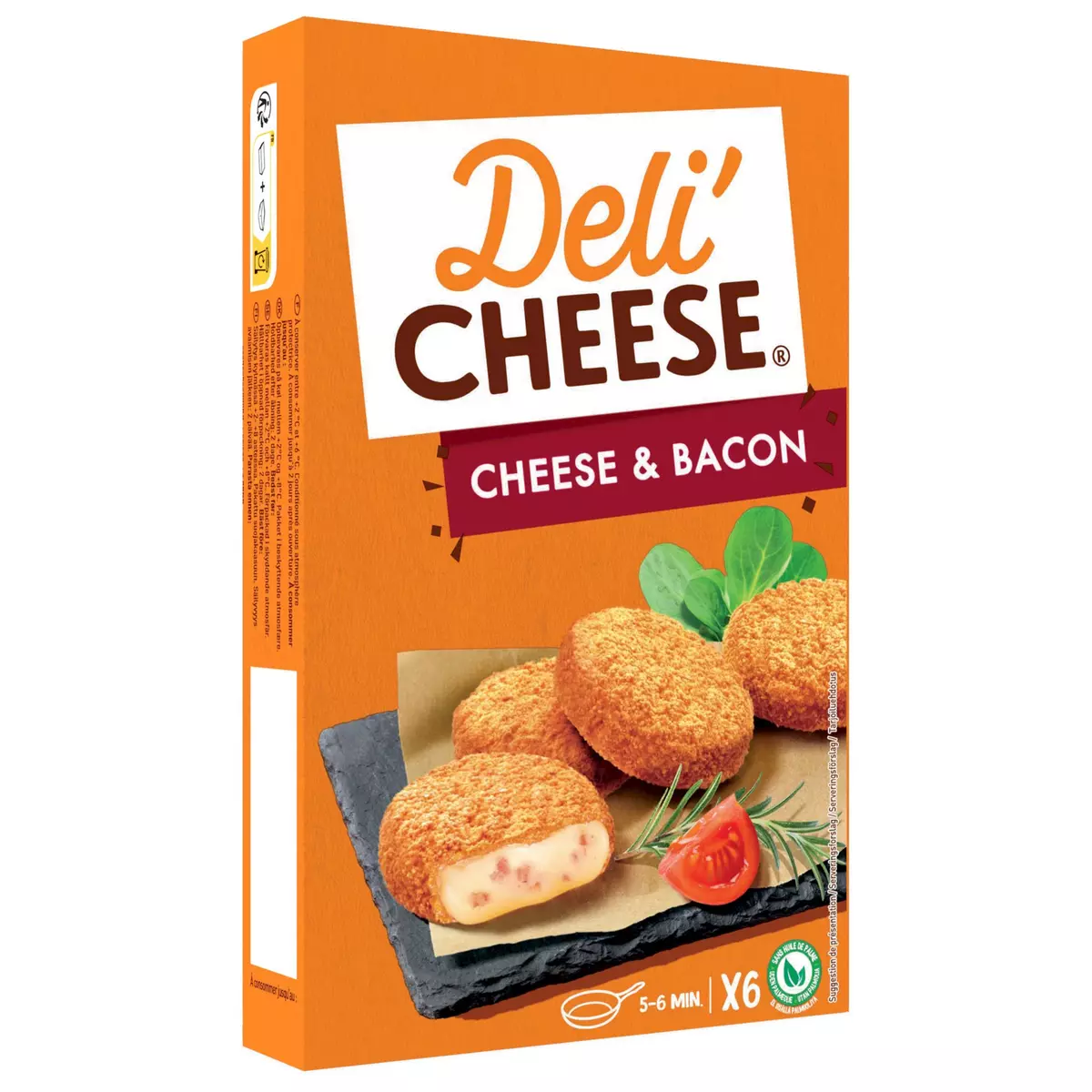 DELI'CHEESE Panés de fromage fondu et bacon 6 pièces 132g
