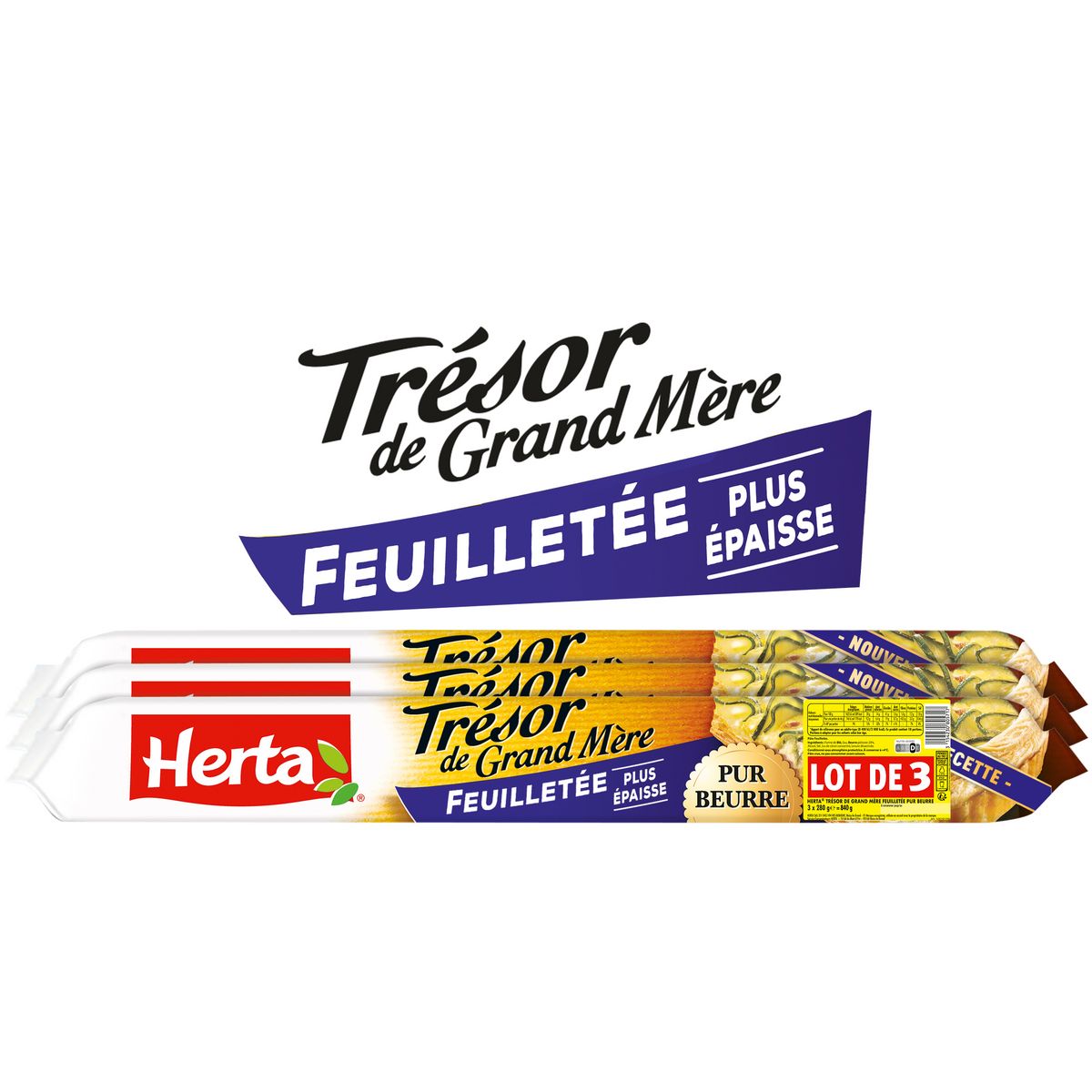HERTA Pate feuilletée pure beurre 3x280g