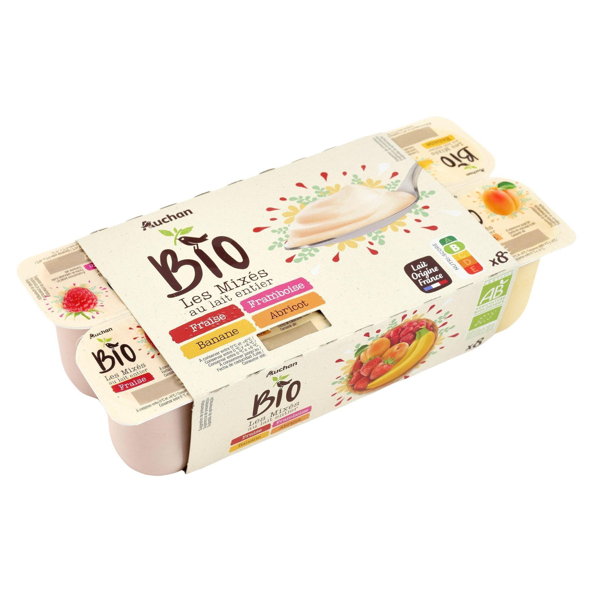 Voir la diapositive 2 : AUCHAN BIO Yaourt brassé aux fruits mixés 8x100g