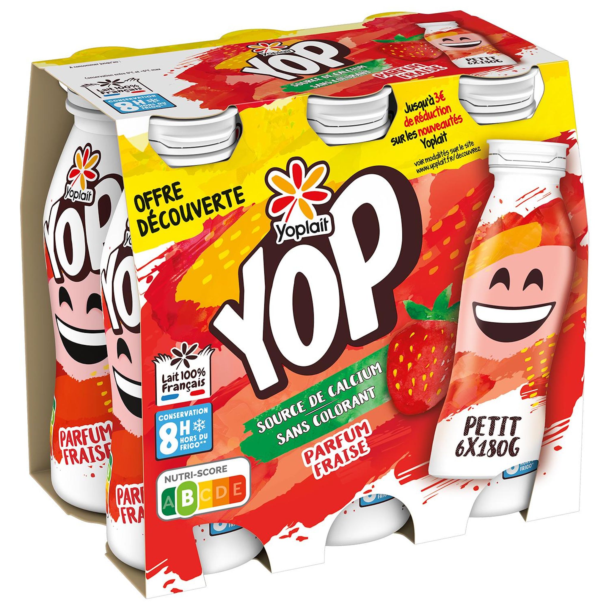 YOP Yaourt à boire à la fraise 6x180g