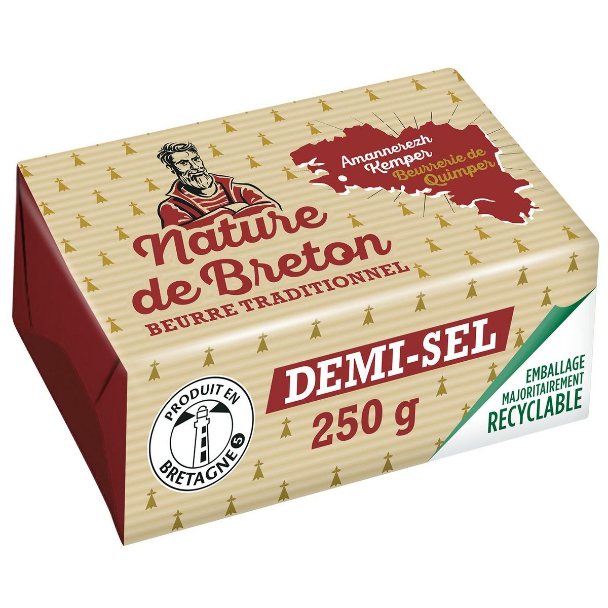 NATURE DE BRETON Beurre traditionnel demi sel 80% MG 250g