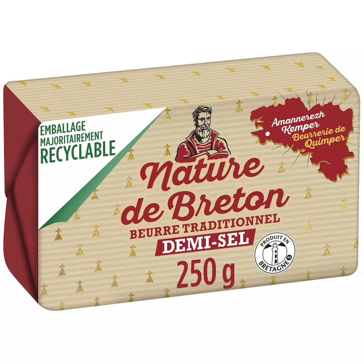 NATURE DE BRETON Beurre traditionnel demi sel 80% MG 250g