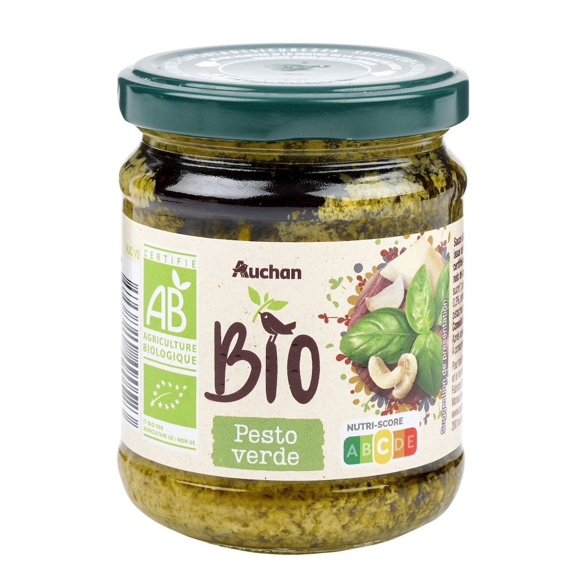 AUCHAN BIO Sauce pesto verde 190g