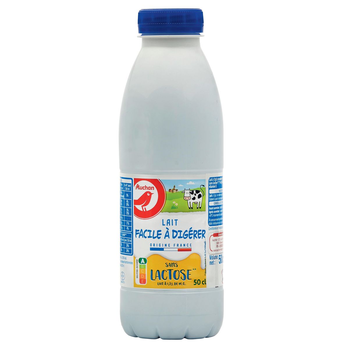 AUCHAN Lait facile à digérer sans lactose 50cl