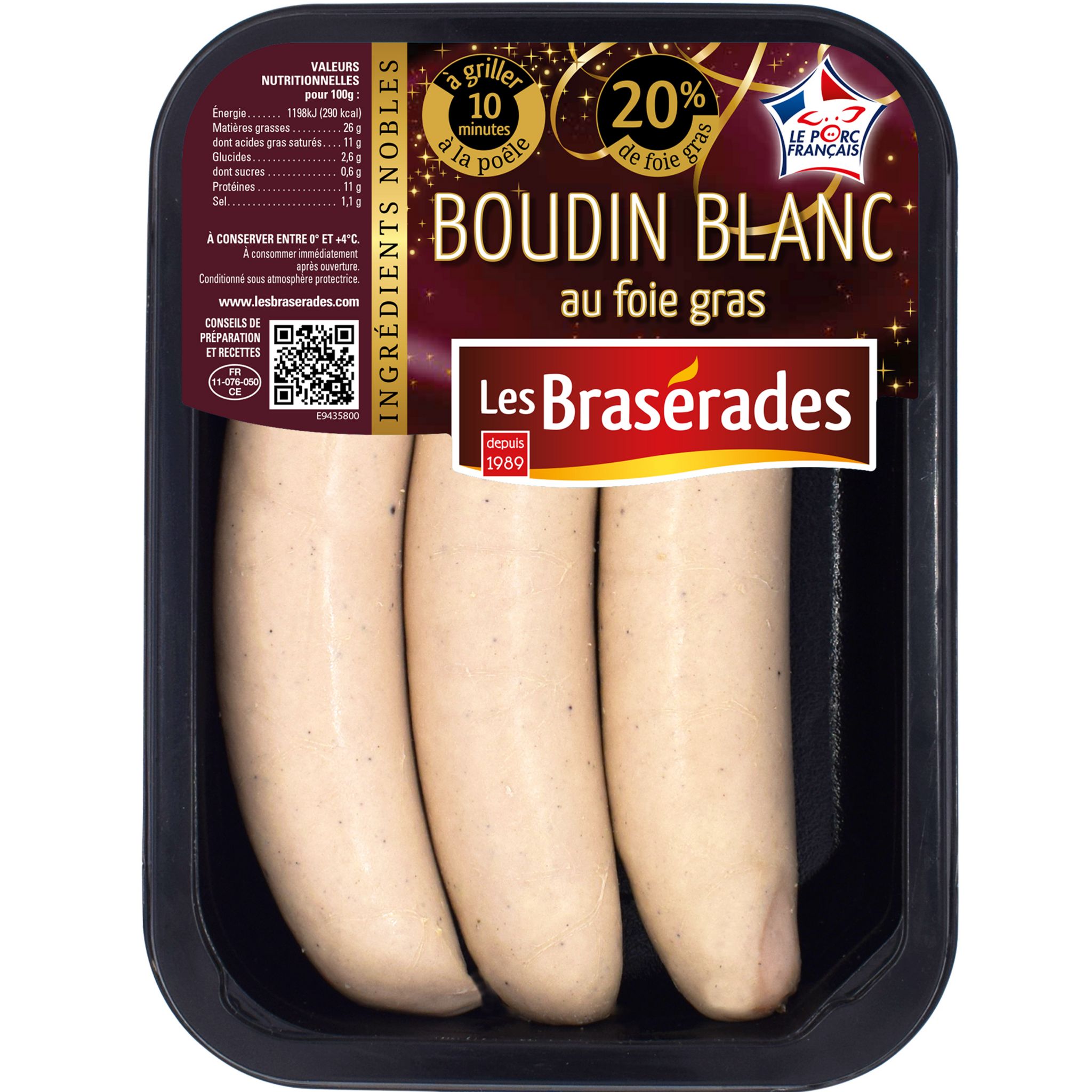 LES BRASERADES Boudin blanc au foie gras 3x125g