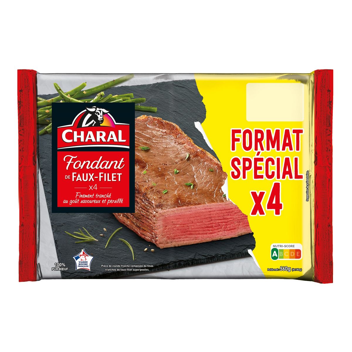 CHARAL Fondant de faux filet finement tranché 4 pièces 560g