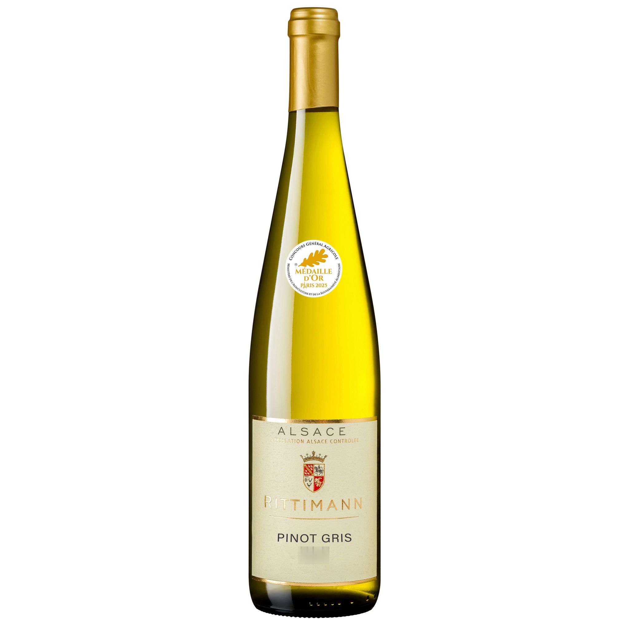 Voir la diapositive 2 : AOP Alsace pinot gris Rittiman réserve particulière blanc 75cl