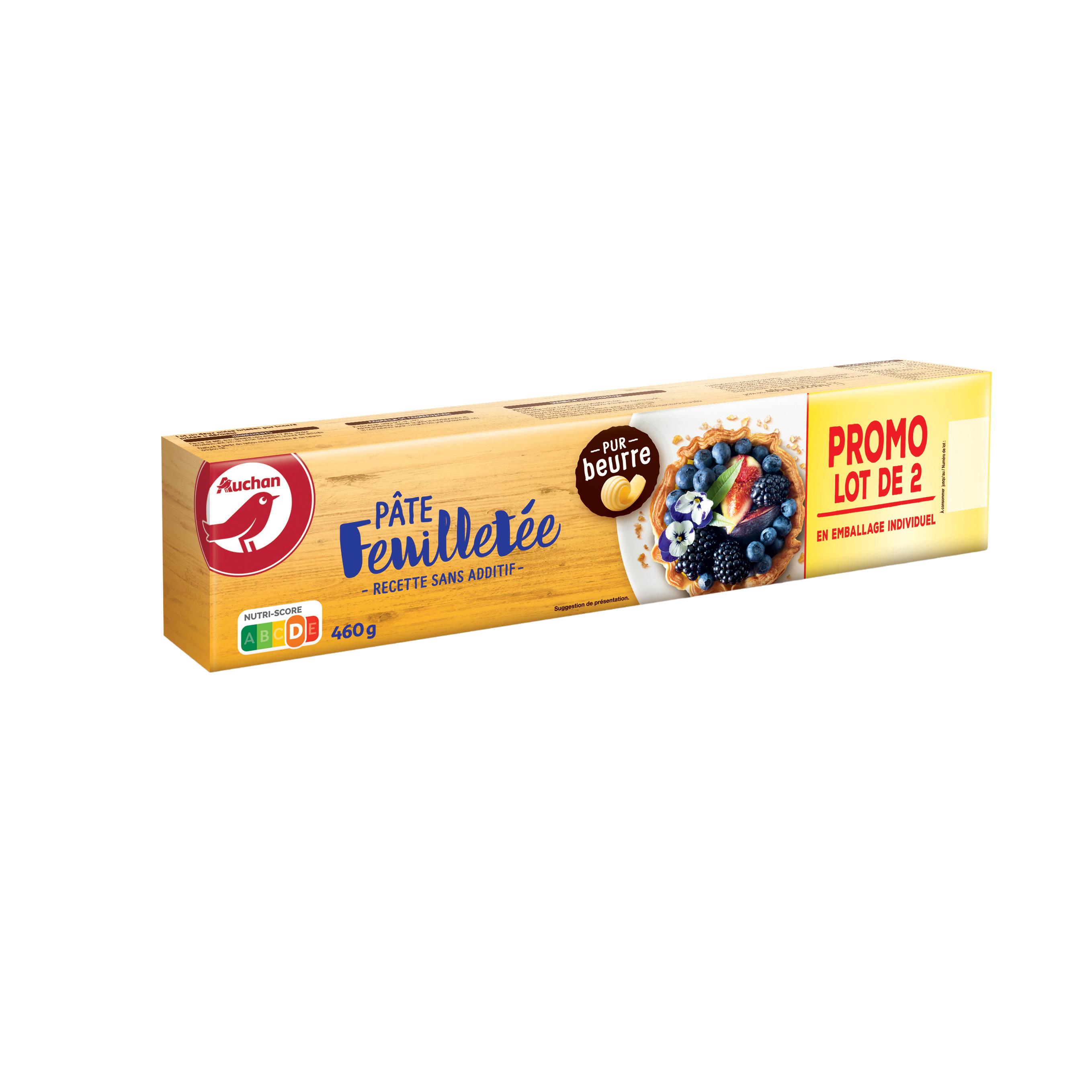 Voir la diapositive 2 : AUCHAN Pâte feuilletée pur beurre sans additif 2x230g