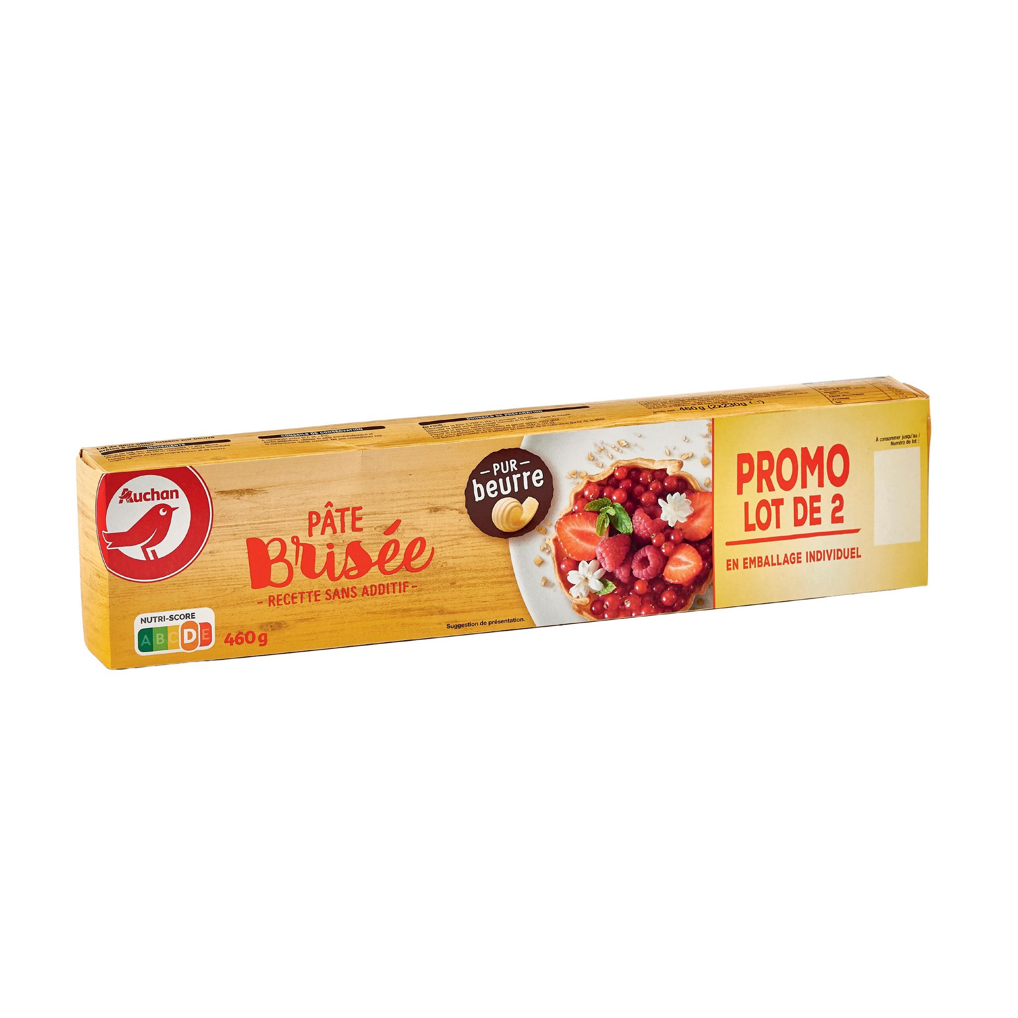 Voir la diapositive 2 : AUCHAN Pâte brisée pur beurre sans additifs 2x230g