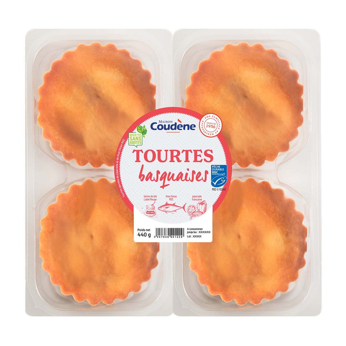 COUDENE Tourte Basquaise 4 pièces 440g