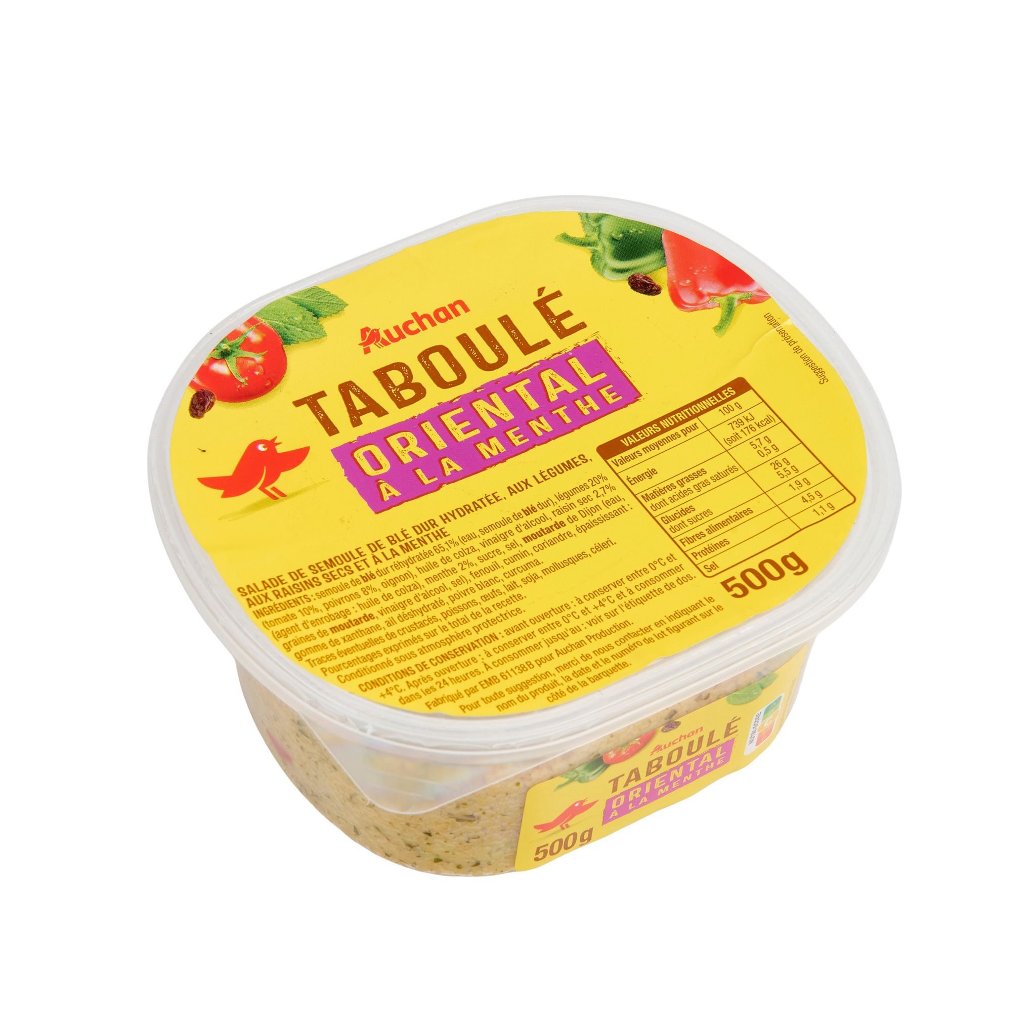 Voir la diapositive 2 : AUCHAN Taboulé oriental 5 parts 500g