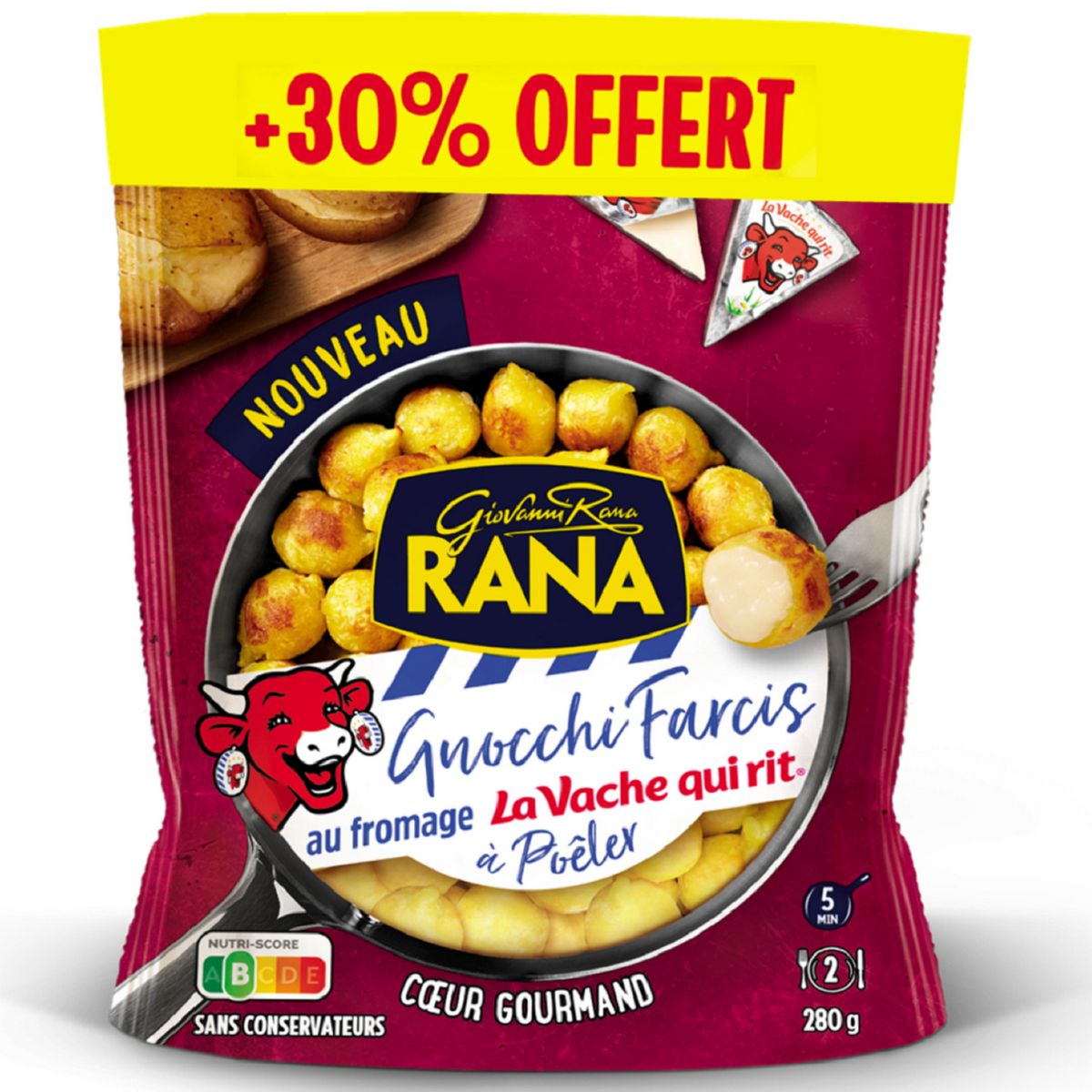 RANA Gnocchis farcis Vache qui rit à poêler 30% offert 280g