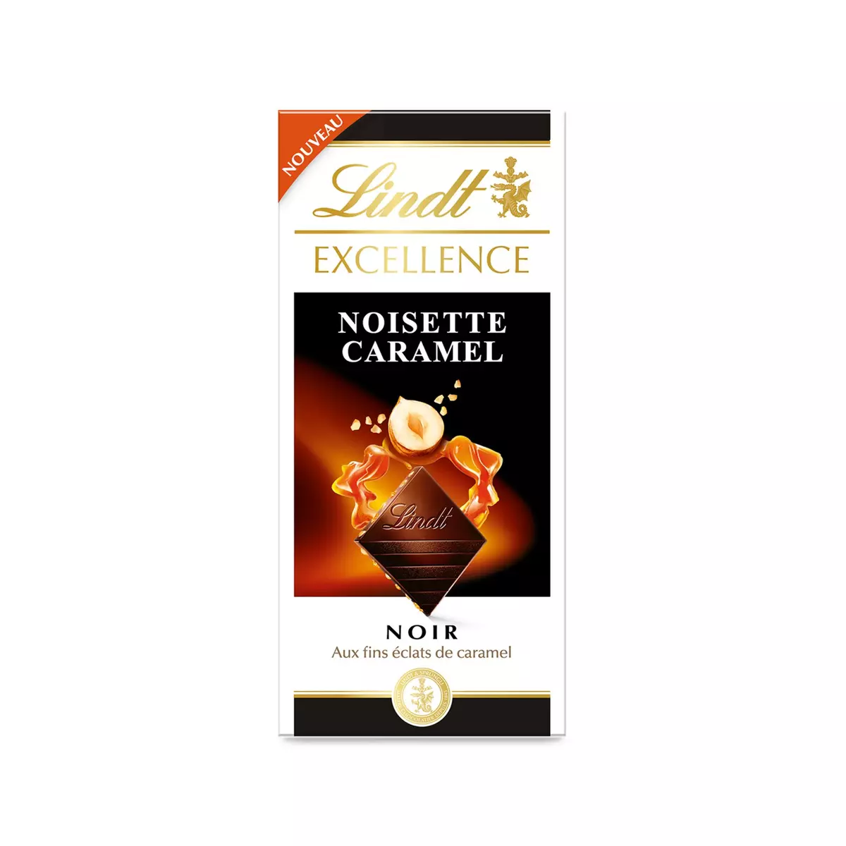 LINDT Excellence tablette de chocolat noir dégustation noisette caramel 1 pièce 100g