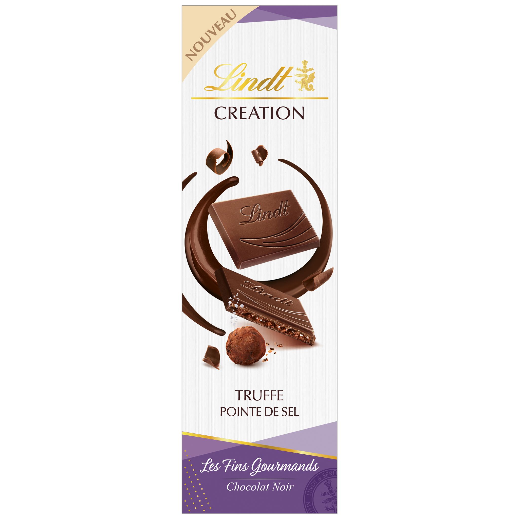 Lindt LINDT Fins Gourmands, tablette de chocolat noir truffe pointe de sel