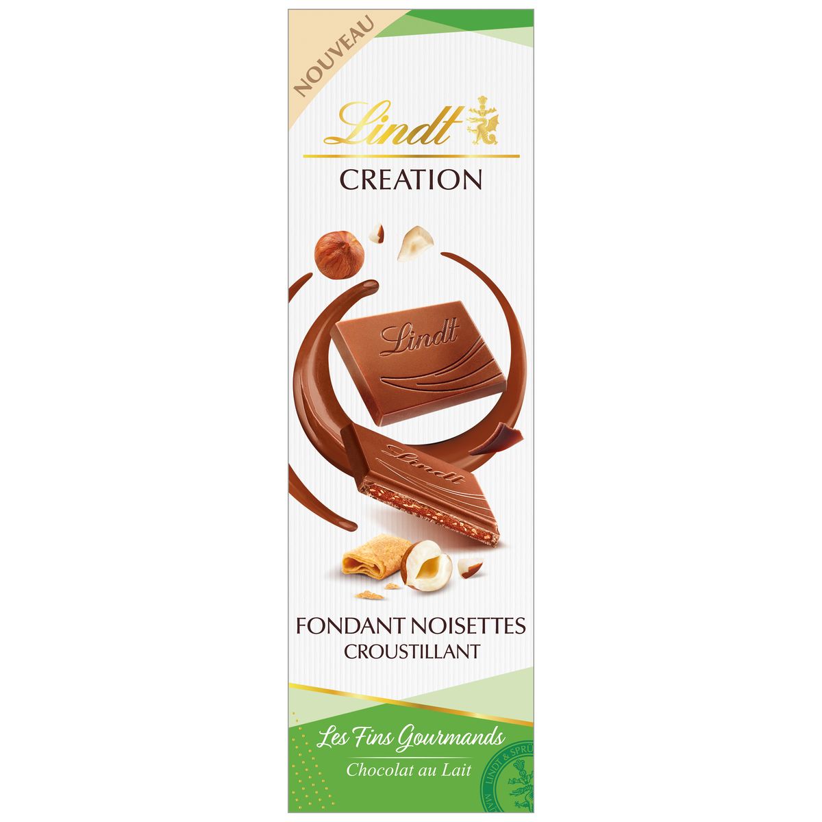 LINDT Création Fins Gourmands tablette de chocolat au lait fondant noisettes 1 pièce 85g