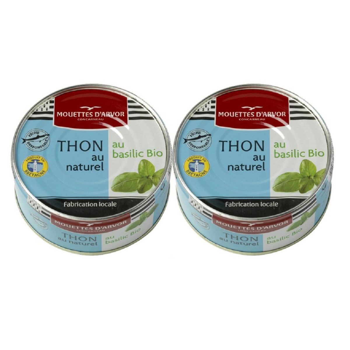 MOUETTES D'ARVOR Thon naturel au basilic lot de 2 320g