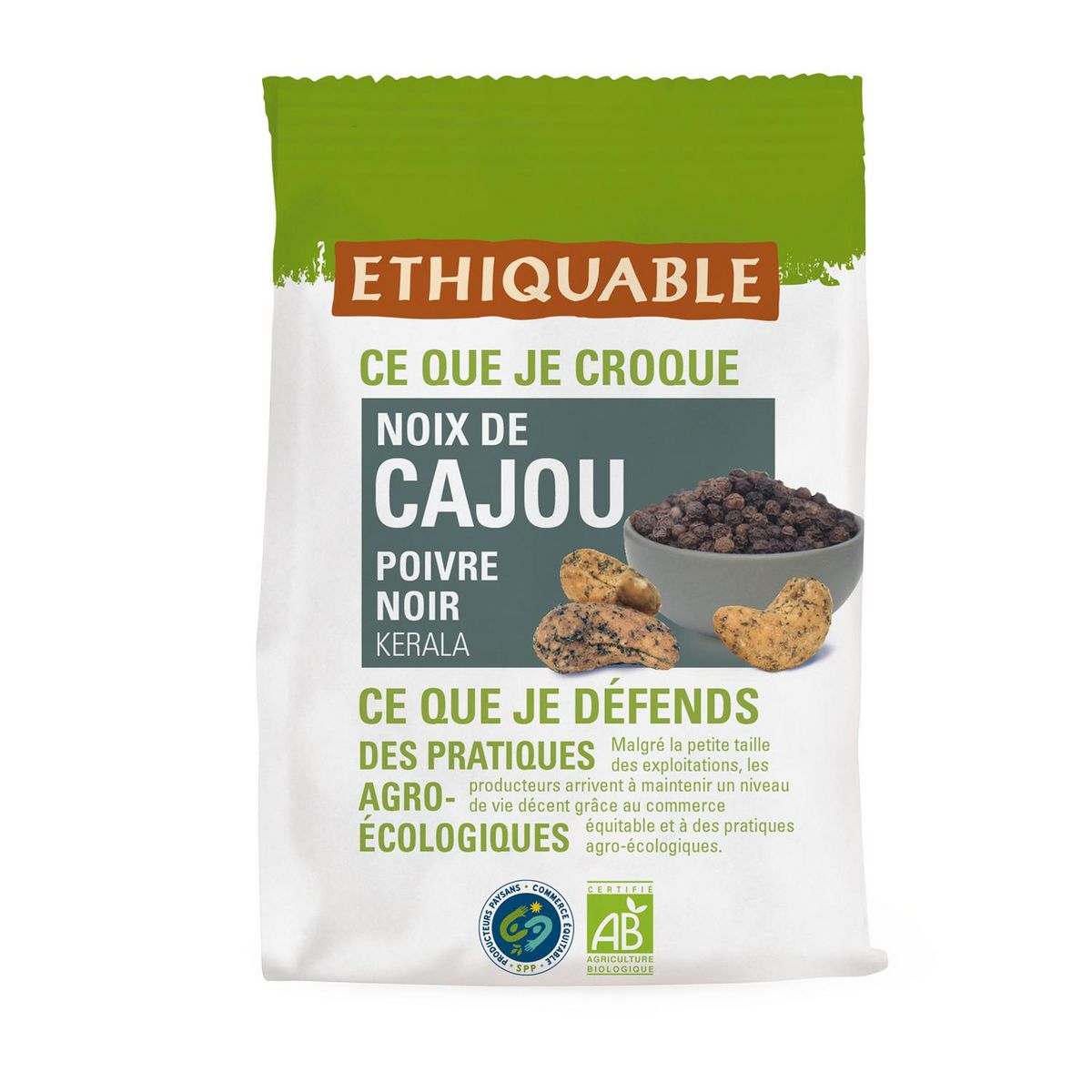 ETHIQUABLE Noix de cajou poivre noir Kerala bio 100g