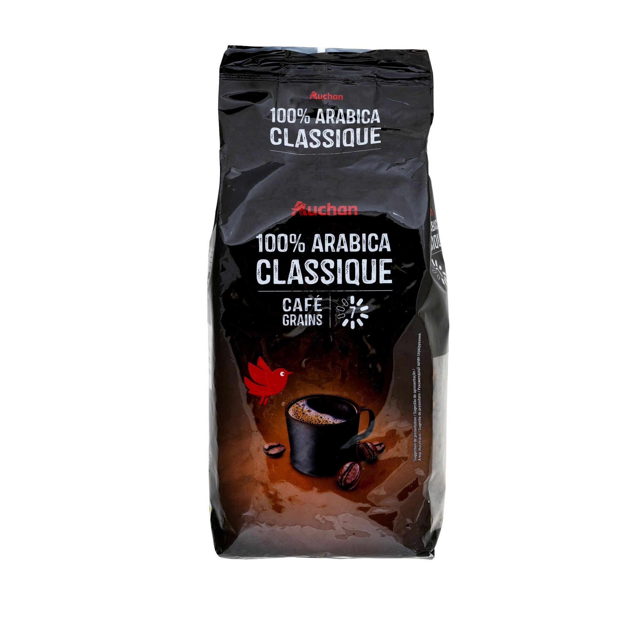 Voir la diapositive 3 : AUCHAN Café en grains classico 100% arabica intensité 7 1kg