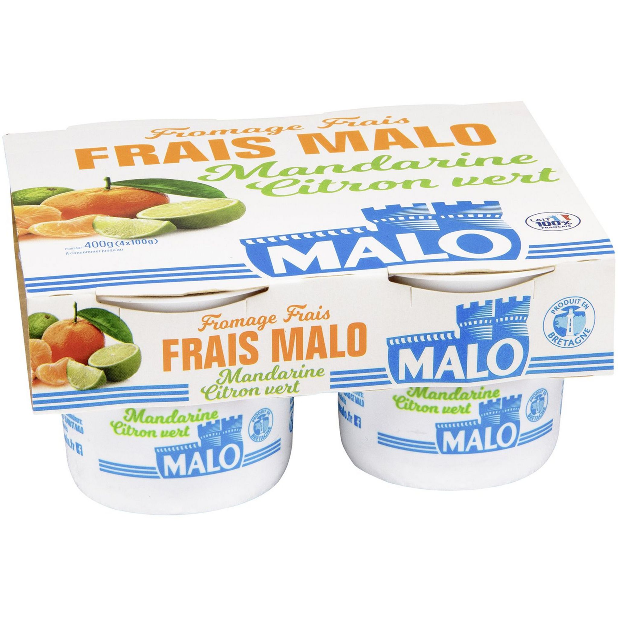 MALO Fromage frais mandarine et citron vert 4x100g