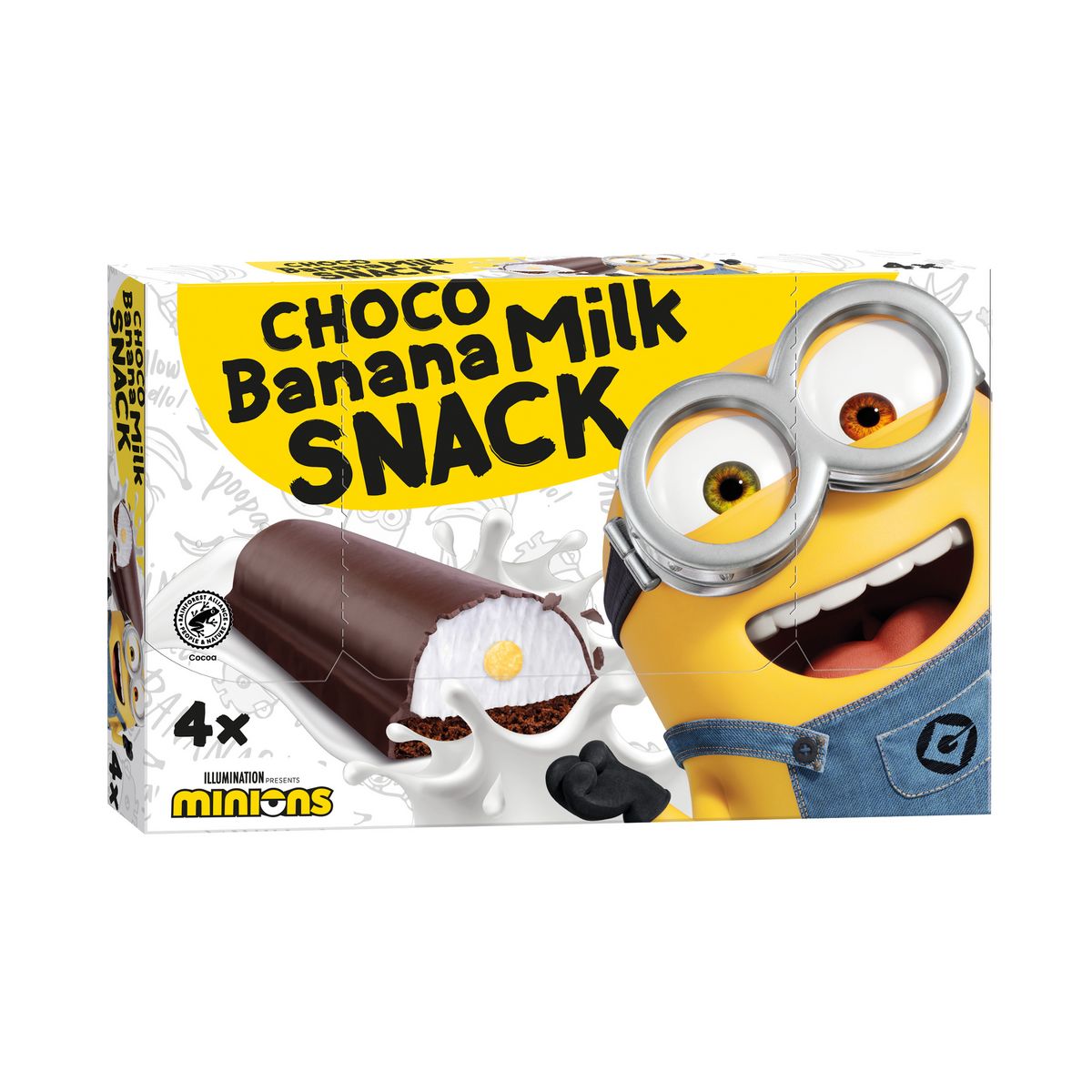 LES MINIONS Barre au chocolat au lait et banane 4x27g
