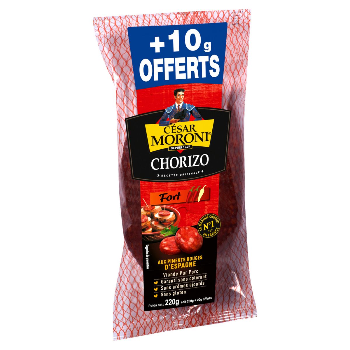 CESAR MORONI Chorizo fort 200g+10g offerts