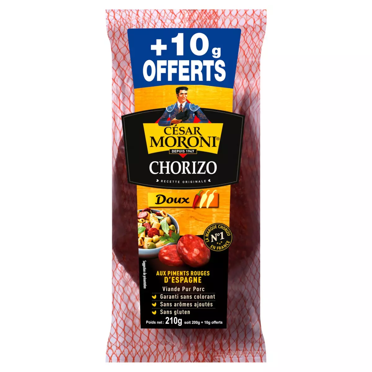 CESAR MORONI Chorizo doux 200g +10% offerts