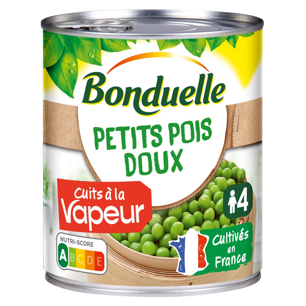 BONDUELLE Petits pois doux cuits à la vapeur 530g