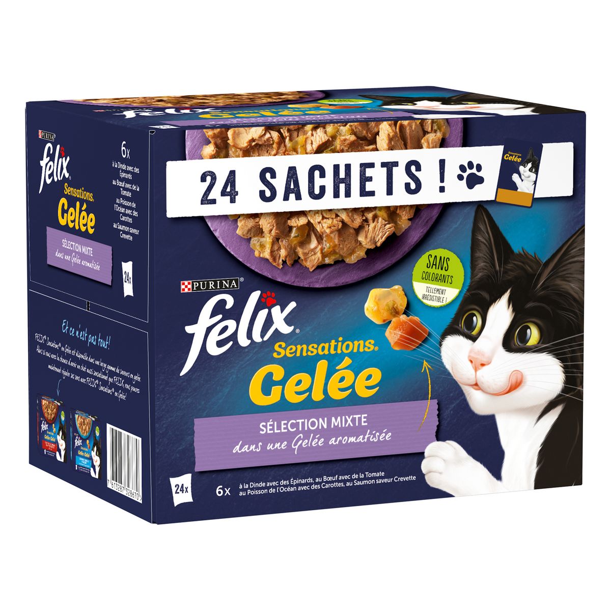 FELIX Sachets repas sensations gelée sélections mixte viande et poissons pour chat 24 sachets 24x85g