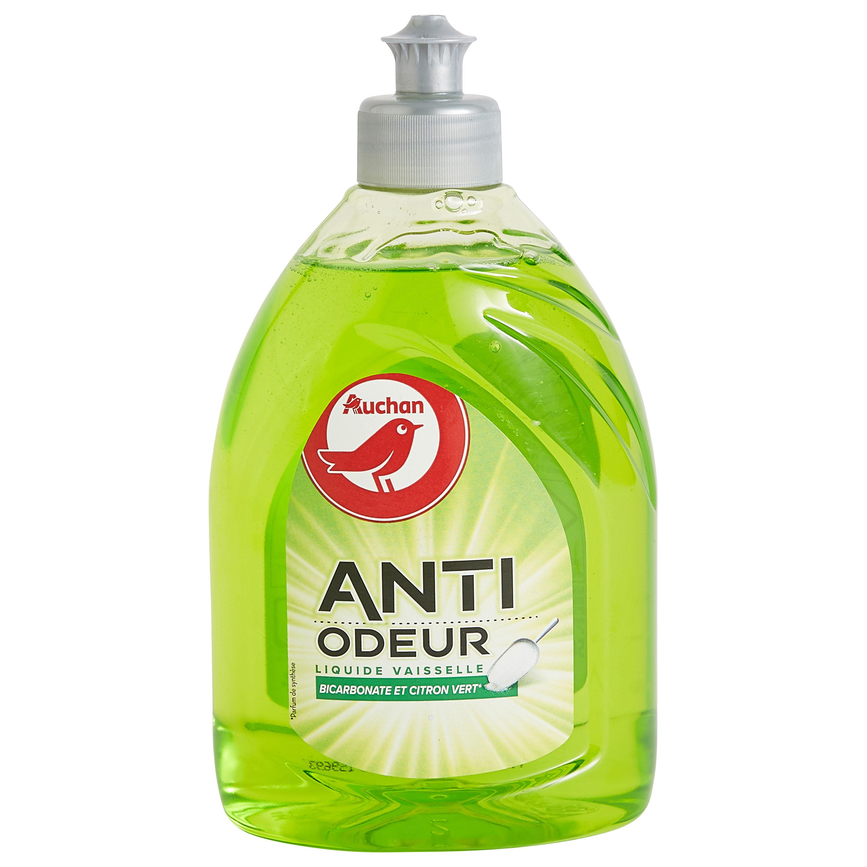 Voir la diapositive 2 : AUCHAN Liquide vaisselle anti-odeur au bicarbonate citron vert 500ml