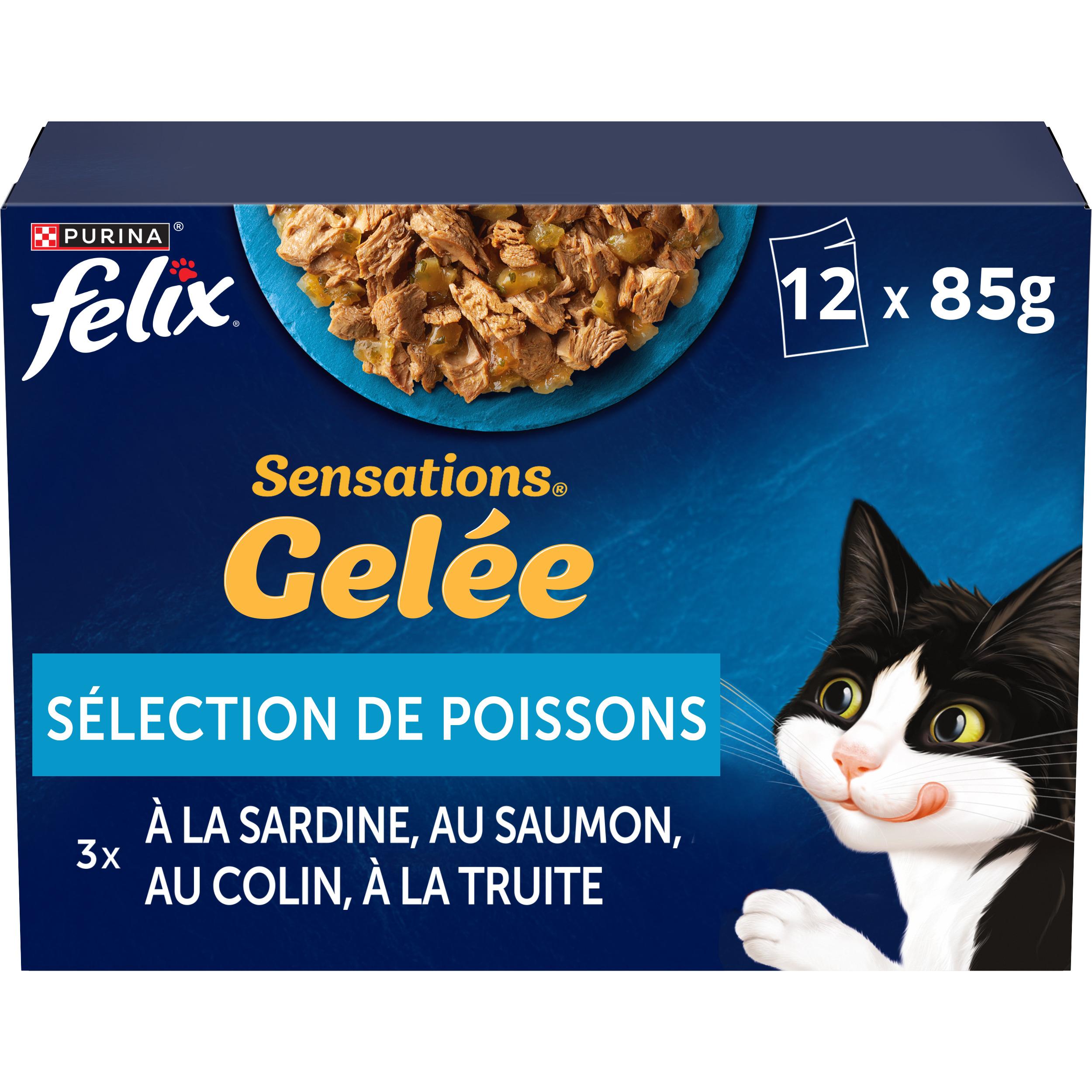 Voir la diapositive 2 : FELIX Sachets repas émincés en gelée poisson pour chat 12x85g