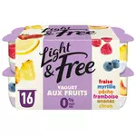 LIGHT&FREE Yaourt allégé aux fruits panaché 0% MG 16x125g