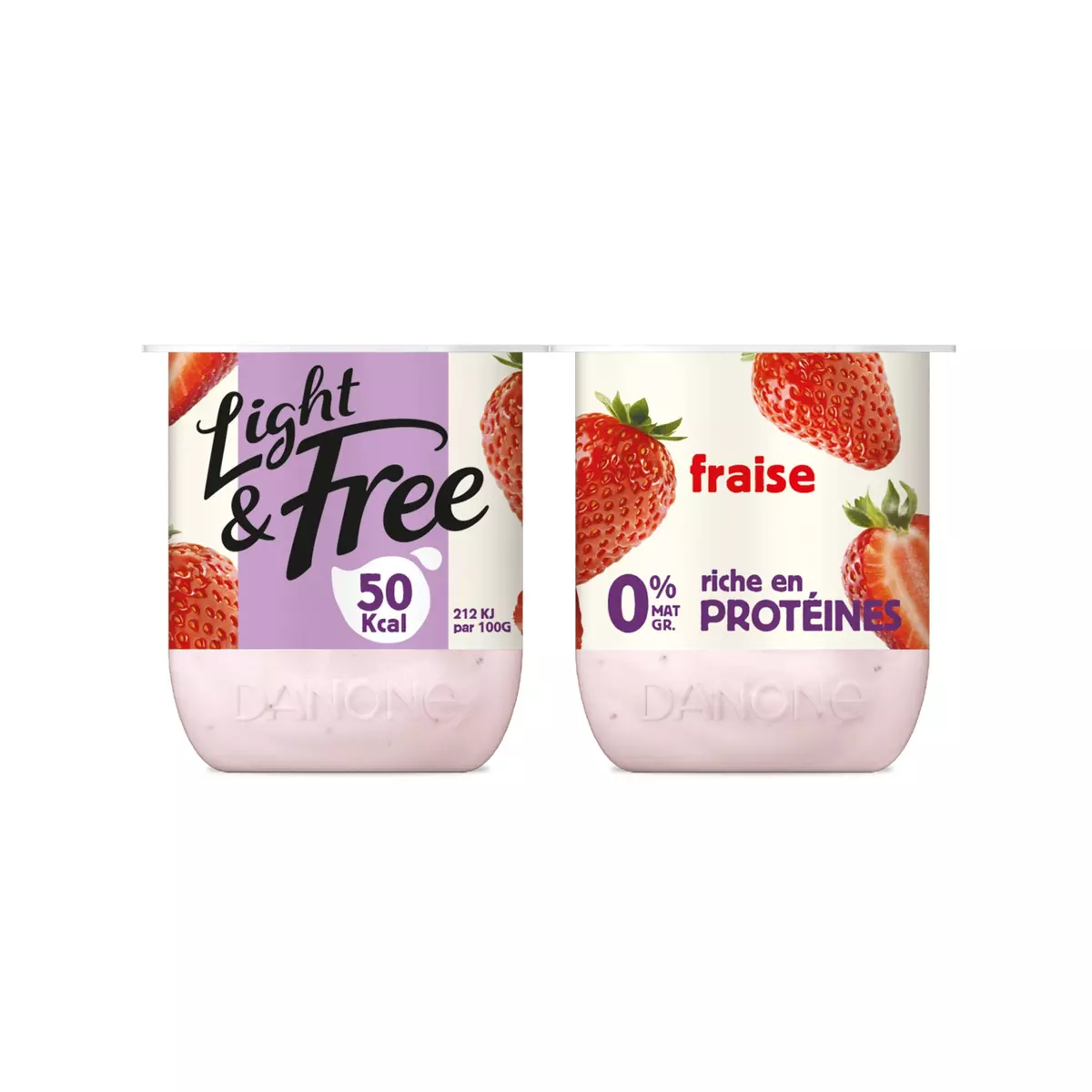 LIGHT&FREE Yaourt allégé à la fraise 0% MG 4x125g