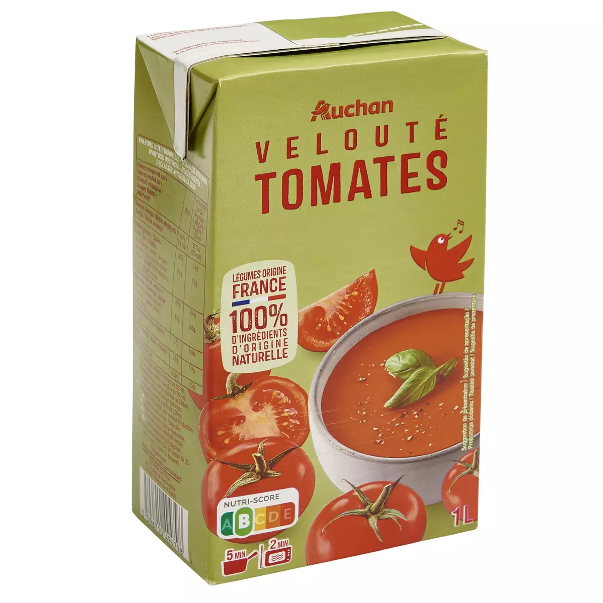 AUCHAN Soupe veloutée de tomate 4 personnes 1l