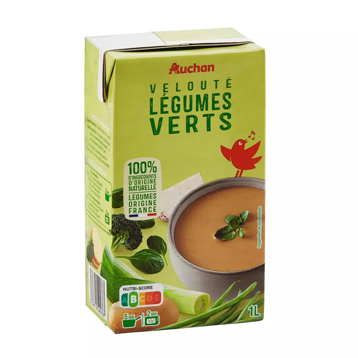 AUCHAN Soupe veloutée de légumes verts 1l