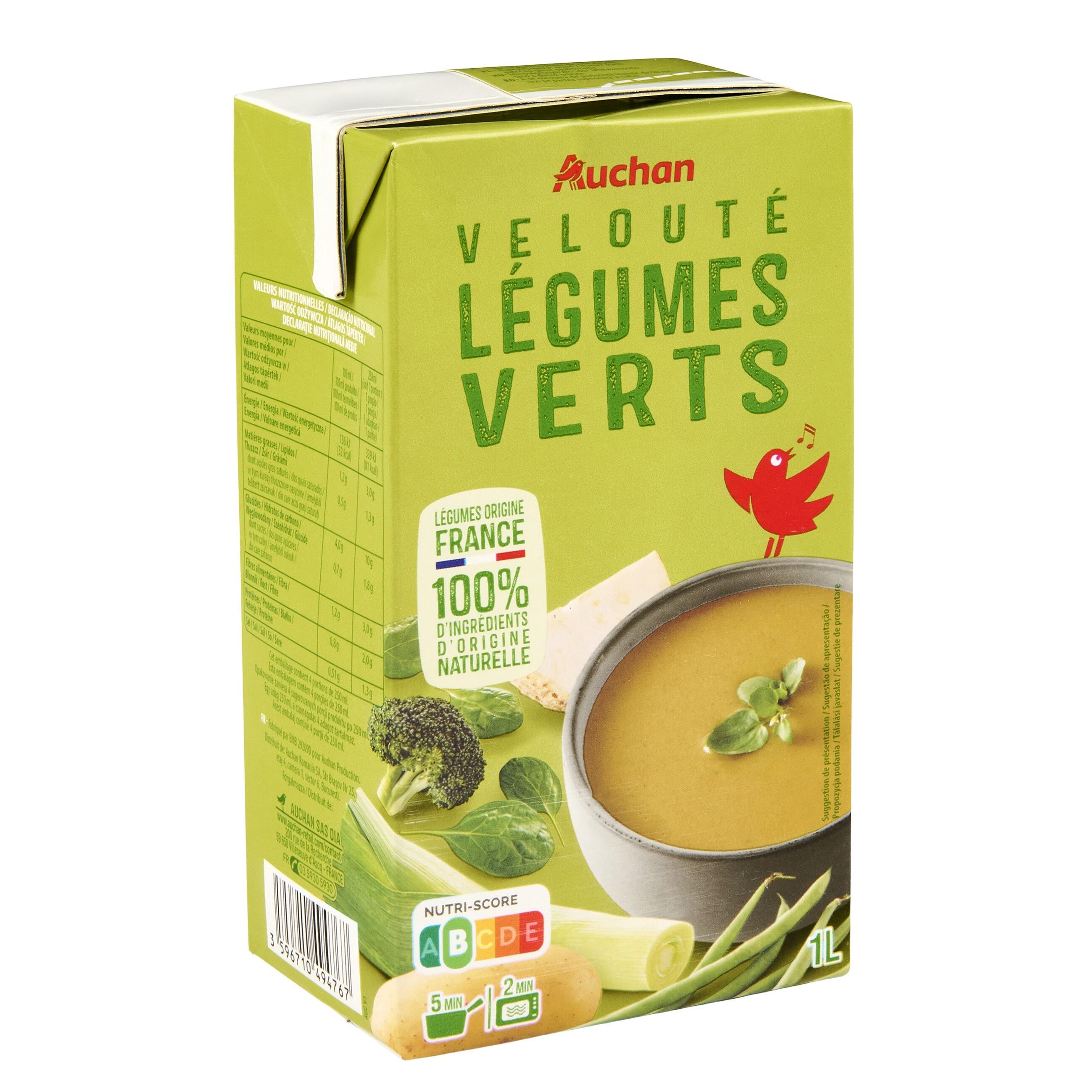Voir la diapositive 5 : AUCHAN Soupe veloutée de légumes verts 4 personnes 1l