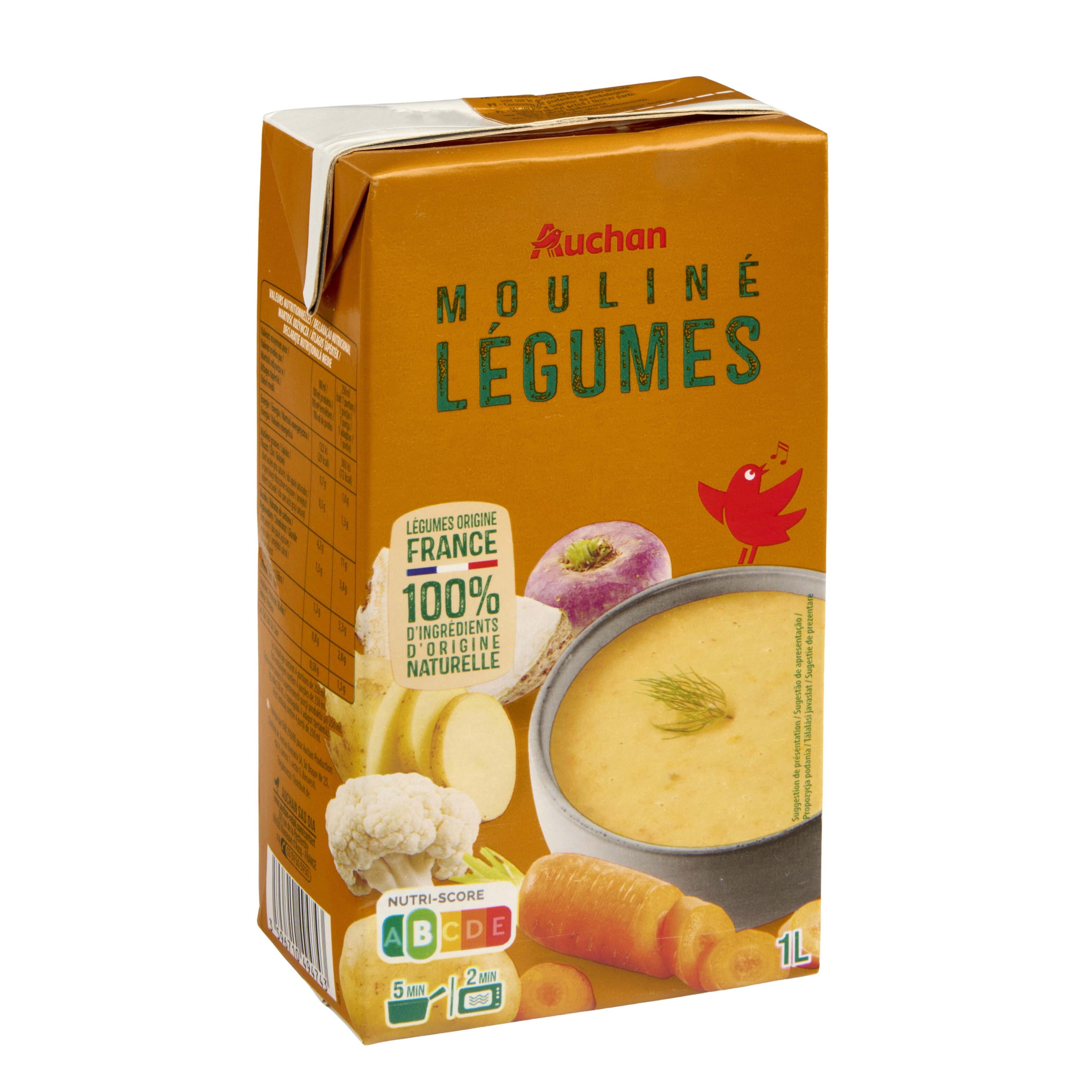 Voir la diapositive 3 : AUCHAN Soupe moulinée de légumes 4 personnes 1l