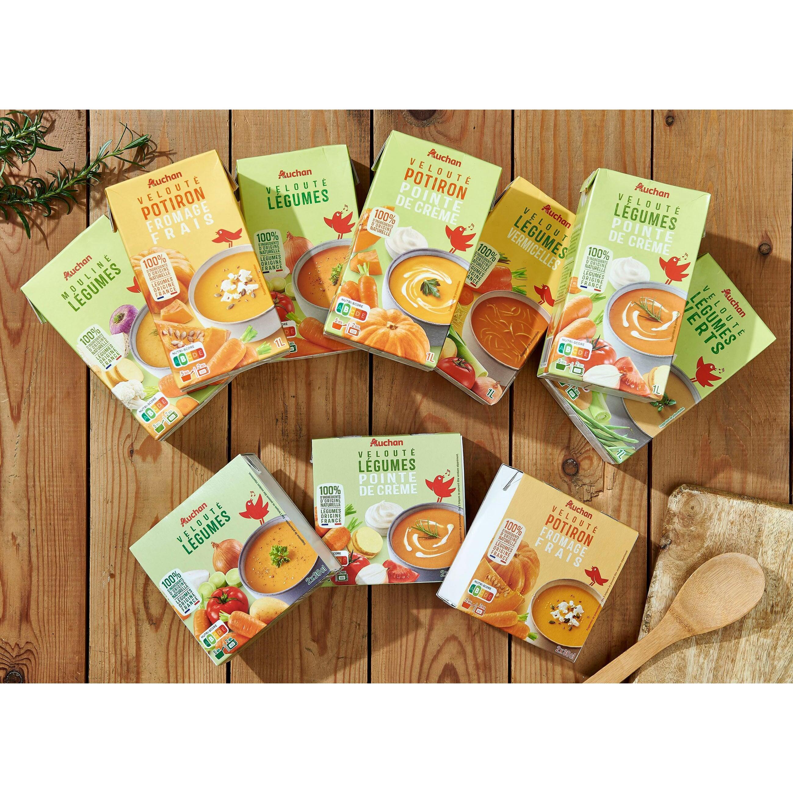 Voir la diapositive 3 : AUCHAN Soupe veloutée de légumes vermicelles 4 personnes 1l