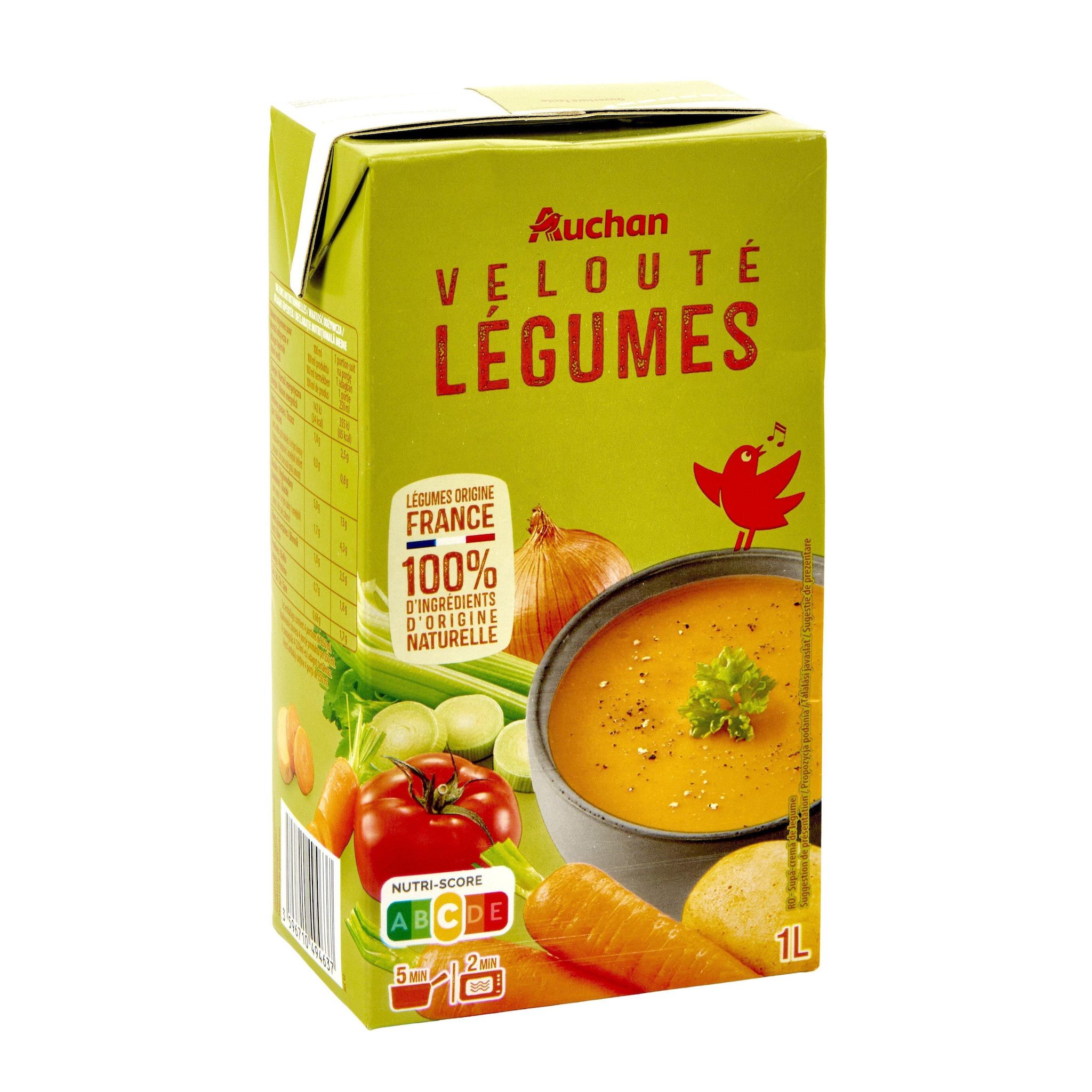 Voir la diapositive 3 : AUCHAN Soupe veloutée de légumes 4 personnes 1l